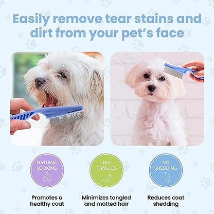 We Love Doodles Dog Ear Cleaner Finger Wipes & Dog Face Comb - Dog Ear Cleaner, Presoaked Dog Ear Wipes, Dog Ear Cleaning Solution, Flea Comb for Dogs, Fine Tooth Tear Stain Remover, Grooming Comb