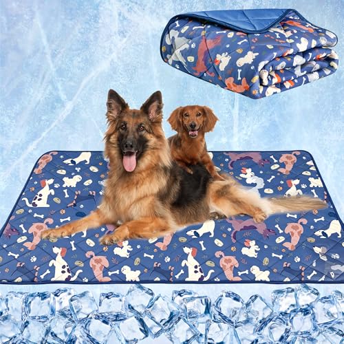 wegreeco Pet Dog Cooling Mat, Outdoor Dog Cooling Pad, Lightweight Bed Cooling Blanket for Dogs and Cats,Small Medium Large Puppy Cool Pad for Dogs,Cute L - color: Dog, size: Large
