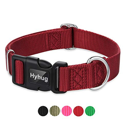 Hyhug Small Dog Collar Quick-Release Red| Heavy-Duty Nylon Puppy Collar, Adjustable & Durable Pet Supplies for Boy & Girl Dogs (Small, Red) - color: Red, size: Small