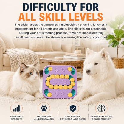 Cat Puzzle Toy, Treat Dispenser & Slow Feeder for Cat and Dog (purple) | Sturdy Plastic Enrichment Toys for Mental Stimulation,Reduces Boredom & Destructive Chewing - color: purple