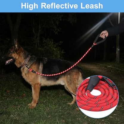 6 Pcs Heavy Duty Rope Dog Leash, 5 FT Nylon Pet Leash with Reflective Thread, Soft Padded Handle Thick Lead Leashs for Large Medium Dogs Small Puppy,0.4inch X 5 FT (18~120 lbs)