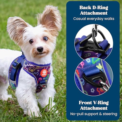 Step in Small Dog Harness and Puppy Harness – No Pull No Choke Reflective Mesh Vest with Front & Back Clips for Tiny XXS and Extra Small Dogs (Neon Nights, XXXS) - color: Neon Nights, size: XXXS
