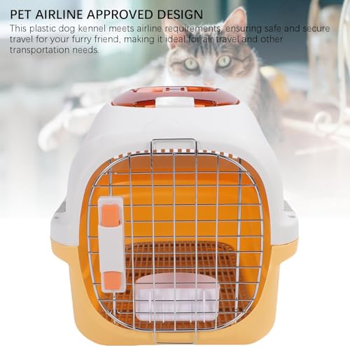 Focket Pet Carrier, 2 Door Top Load Hard Sided Dogs, Cats Pet Travel Carrier with 2 Door Top and Front Door Access, Dog Crate for Pets Kennel Air and Travel (Yellow)