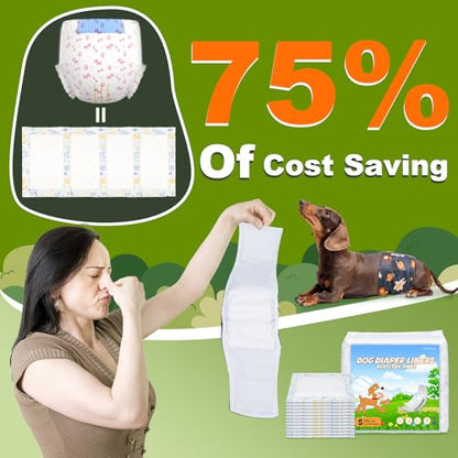Dog Diaper Liners 100ct, Disposable Dog Diaper Pads Liner Female and Male Super Absorbent Doggie Period Diaper Inserts fit Most Puppy Diapers,Belly Band(Regular) - size: Regular