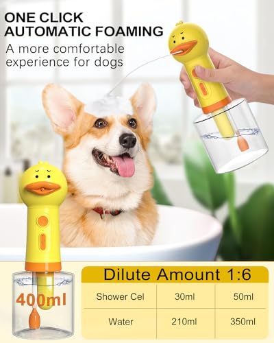 Electric Foaming Shampoo Dispenser, Automatic Rechargeable Soap Dispenser for Dog/Cat Bathing, Bathroom, Kitchen Sink, Toilet Cleaning