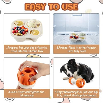 ALL FOR PAWS Dog Frozen Treat Toy, Dog Puzzle Food Ball Toy for Small Medium Large Dogs, Reusable Treat Dispensing Dog Toys to to Keep Them Busy and Reduces Anxiety, Dog Licking Toy, Easy to Clean