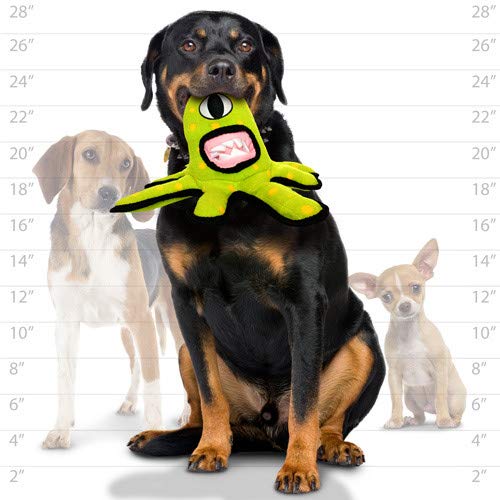 TUFFY - World's Tuffest Soft Dog Toy - Alien Green-Squeaker- Multiple Layers. Made Durable, Strong & Tough. Interactive Play (Tug, Toss & Fetch). Machine Washable & Floats | Multiple Layers & Reinforced Seams , Washable and Floats , Original Construction
