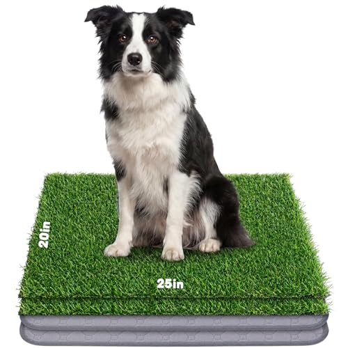 Fanfanwin 4 Pack Dog Grass with Washable Pee Pads 20"x25", 2 Artificial Grass for Dog Potty Training, 2 Reusable Puppy Pee Pads Absorbent Indoor Outdoor Pet Turf Patch for Apartment Balcony Patio - size: 20 x 25 Inch