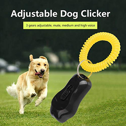 Adjustable 3 Gears Pet Dog Training Clicker Paw Shaped with Wrist Strap for Cats Birds(Black) - color: black