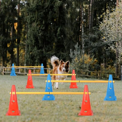 TNZMART Dog Agility Hurdle Cones Pet Jump Training Set Dog Agility Course Backyard Set Adjustable Obstacle Training Set (Mix, 6 Sets) - color: Mix