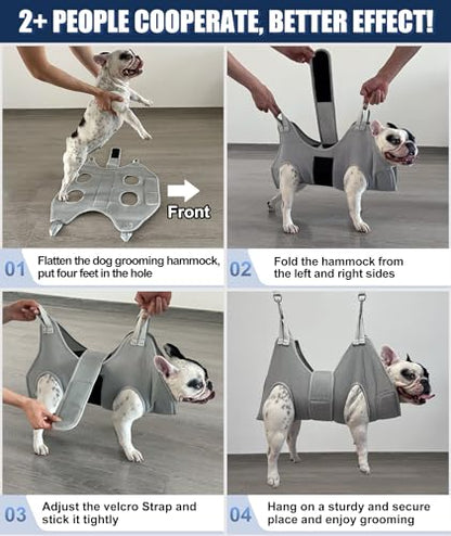 Kkiimatt Dog Grooming Hammock,XX-Large Hammock for Nail Trim, Hanging Harness for Nail Trimming,Dog Sling Restraint Holder for Pet Grooming Suspension Hanger with Thick Fabric Neck Support - size: XXL (120 LB Max) Silver Grey 16-27in