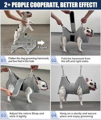 Kkiimatt Dog Grooming Hammock,XX-Large Hammock for Nail Trim, Hanging Harness for Nail Trimming,Dog Sling Restraint Holder for Pet Grooming Suspension Hanger with Thick Fabric Neck Support - size: XXL (120 LB Max) Silver Grey 16-27in