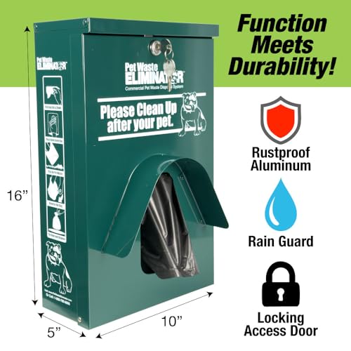 Dog Waste Station Dispenser Box - 800 FREE Dog Poop Bags- Made of Rustproof Aluminum - Pet Waste Bag Dispenser with Lock and Rainguard - For Commercial Use, Parks, Condos, HOA (Green) - color: A- Green
