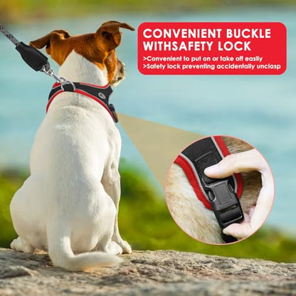 Dog Harness and Leash Set, No Pull Saddle Style Pet Harness, Breathable Mesh Adjustable Reflective Dog Vest for Medium Small Dogs Harness 2 D-Rings, Black, L - color: Black, size: L
