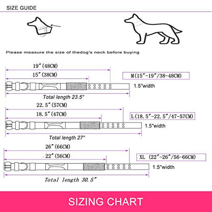 Reflective Dog Collar Heavy Duty Tactical with Control Handle and Metal Buckle for Dog Training(Large, Pink) - color: Pink, size: Large (Pack of 1)