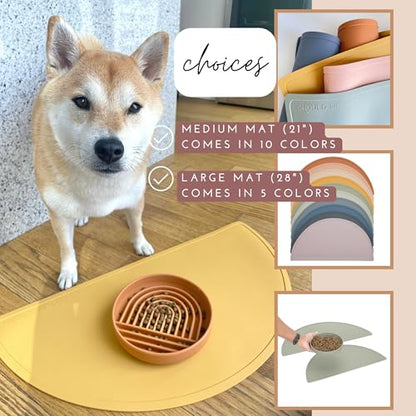 Should We Go? Waterproof Silicone Dog Food Mat – Large Size Non-Slip Pet Bowl Mat, Raised Edge Design, Easy-to-Clean Pet Food Placemat for Dog & Cat Bowls, 28" Across x 14" Deep - Spruce - color: Spruce, size: Large