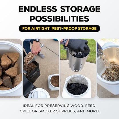 Vittles Vault Traditional Pet Food Storage Container For Dog Kibbles/Bird Seed/Oatmeal/Rice/Flour/Cereal, BPA Free Plastic, Sealed Airtight For Cat Food, Up To 50 lb, Made in USA, With Scoop, Gray - size: 50 Pounds