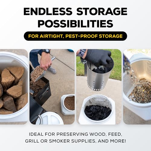 Vittles Vault Traditional Pet Food Storage Container For Dog Kibbles/Bird Seed/Oatmeal/Rice/Flour/Cereal, BPA Free Plastic, Sealed Airtight For Cat Food, Up To 60 lb, Made in USA, With Scoop, Gray - size: 60 Pounds