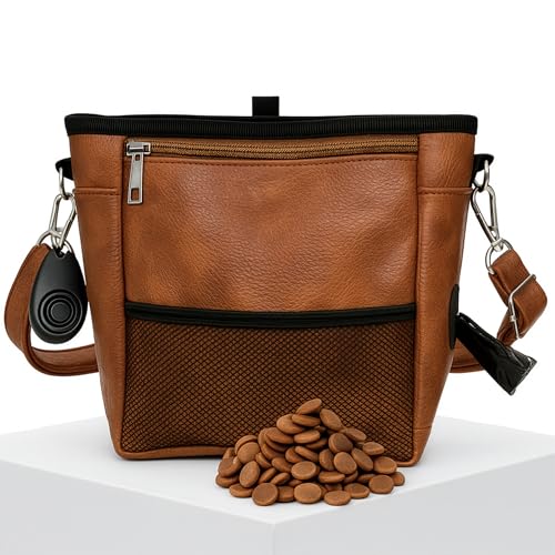 OtterPets Large Dog Treat Pouch PU Leather with Clicker, Magnetic Clasp, Fits All Phones, 4 Cups, Hands-Free Pouches for Dog Training Treat Pouch, Built in Poop Bag Holder