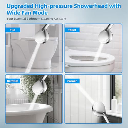Hibbent All Metal CUPC Certified Shower Head, 10'' High Pressure Rainfall Shower Head, Handheld Showerhead Combo, 12'' Adjustable Extension Arm, 10 Sprays, 71'' Shower Hose, Showerhead Holder, Chrome - color: Chrome, style: Square 10''