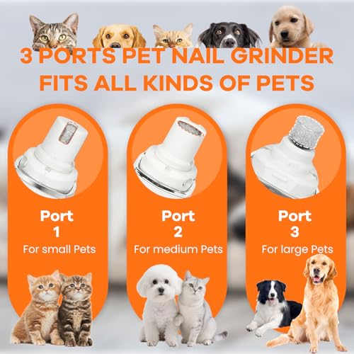 Tife Dog Nail Grinder,2 Speed Electric Rechargeable Dog Nail Trimmer,Quiet and Low-Vibration Pet Nail Grinder,Painless Dog&Cat Grooming Supplies for Large Medium Small Pets - color: White-525