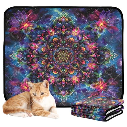 Qilmy Mandala Pet Mat, Waterproof Reusable Dog Training Pad Anti-Slip Pet Creat Pad for Small Medium Large Dogs and Cats - size: Smallx3