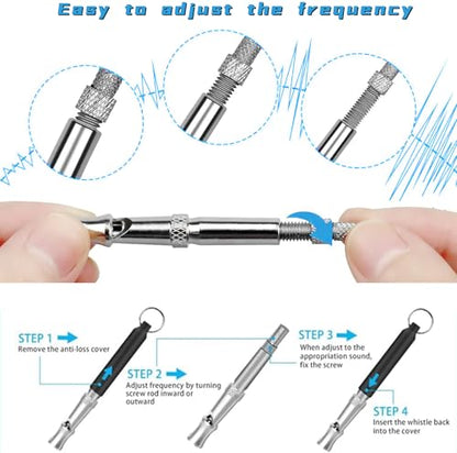 2 Pack Dog Whistle, Dog Whistle to Stop Barking Neighbors Dog, Adjustable Ultrasonic Silent Dog Whistle, Professional Recall Dog Training Whistles with Lanyard (2)