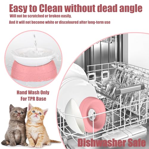 French Bulldog Food Bowl- Slanted Tilted Pug Food Water Bowl,Cat Bowl- Feeder for Frenchie/Shih Tzu/Flat Faced Small Dogs/Puppies/Cats (Pink, 4 Cup) - color: Pink, size: 4 Cup