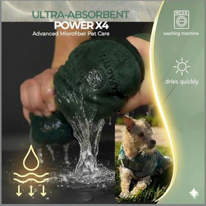 |FELPACTIVE® Premium Dog Drying Robe | Sizes S - XXXL | Quick-Drying Super Absorbent Double-Layer Microfiber | Soft & Snug Fit | Includes Luxury Gift Box + EBOOK | Dog Bath Robe, Pet Warming Bathrobe - color: jade green, size: Large