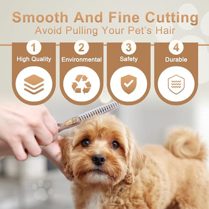 Professional Dog Grooming Scissors Rose Gold 440C Stainless Steel Straight Thinning Curved Chunker Shears for Pet Grooming Services Dogs and Cats (Chunker, 7‘’) - size: 7‘’, style: Chunker