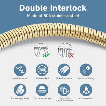 23 Inches 304 Stainless Steel Shower Hose Extra Short Gold, | Handheld Shower Head Hose Replacement,Anti Winding Interface,With Brass Insert And Nut-durable ＆ Flexible Rv Shower Hose - color: Gold, size: 23 Inches