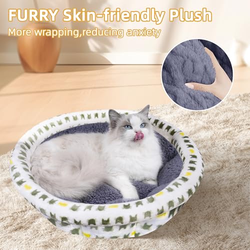 AIWIKIDE Super Soft Small Dog & Cat Bed, Anti-Anxiety Puppy Cuddler, Cozy Round Fluffy Plush Pet Bed, Machine Washable Faux Fur Donut Cuddler, Grey - color: Grey