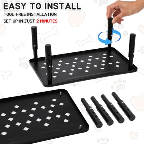 Elevated Cat Food Stand, Adjustable Height Automatic Feeder Stand for Cats Dog Pet Feeding station, Cat Feed Table Suitable for Most Automatic Pet Feeders & Water Dispensers(Black)-Non slip - color: Black