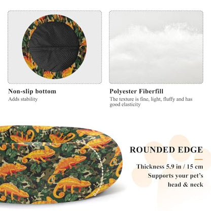 Pet Bed Chameleons Orange Cat Snuggler Soft Winter Cushion, Cozy Round Bolster Nest for Indoor Kittens & Small Pets 15" - size: X-Small