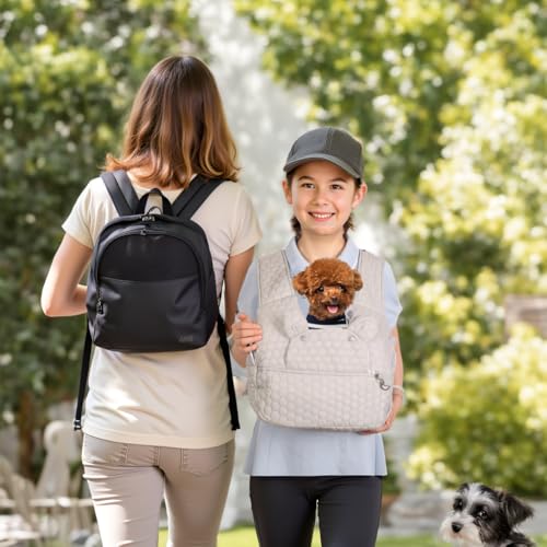 Dog Backpack Carrier for Dogs, Adjustable Strap Cat Carrier Sling, Hands-Free Front Facing Pets Sling Chest, Fit 5-15 Lbs Pets Carrier Backpack for Camping Hiking Traveling Cycling(Light Gray) - color: Light Gray