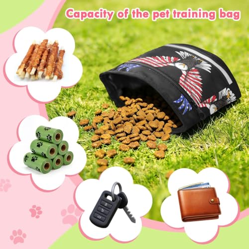 FJDENG Independence Day Water-Resistant Dog Treat Pouch, 3 Ways to Wear Treat Bag with Magnetic Closure & Reflective Strip, Hands-Free for Pet Training, Walking : Pet Supplies
