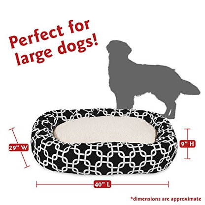 Majestic Pet 40 Inch Links Sherpa Calming Dog Bed Washable – Cozy Soft Round Dog Bed with Spine for Head Support - Fluffy Donut Dog Bed 40x29x9 (inch) – Round Pet Bed Large - BLACK - color: Black, style: 40 in.