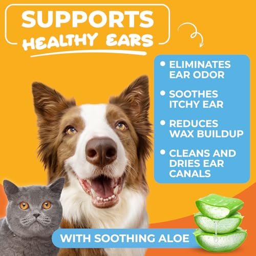 Paw Science Dog Ear Cleaner Wipes – Finger Wipes for Dogs & Cats – Cleaning, Soothing, & Deodorizing Itchy Ears – Pet Ear Relief Solution (Coconut)