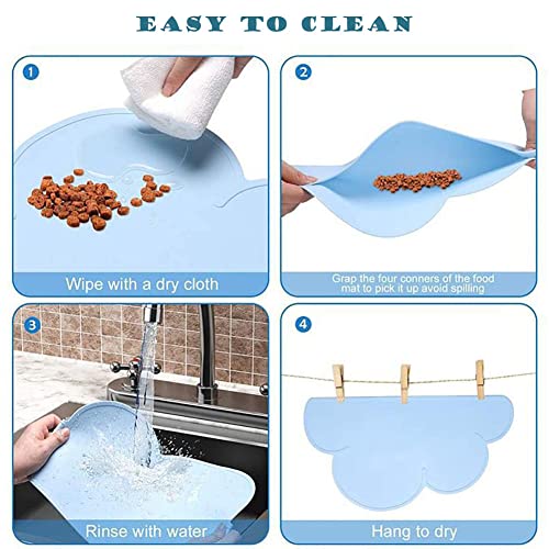 JiangYanus Dog Cat Food Bowl Mat, Waterproof Silicone Pet Feeding Mat | Placemat for Food and Water Bowls, Nonslip Cat Dog Food Placemat Tray Mat, Raised Edges to Prevent Water Spills on Floors - color: Grey