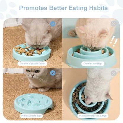 Slow Feeder Bowl for Cats and Small Dogs,Cilkus Fish Pool Design, Fun Interactive Bloat Stop Puzzle Feeder Bowl Healthy Eating Diet Made of Melamine Food Grade Material Dishwasher Safe (Black) - color: Black