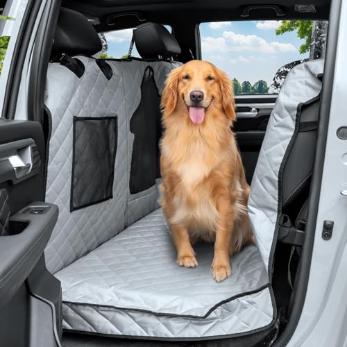 Dog Car Seat Cover for Back Seat - Waterproof Pet Hammock with Embedded Insert Door Protectors (XLarge for Crew Cab Truck with Fold‑Up Seat) - size: XLarge for Crew Cab Truck with Fold‑Up Seat