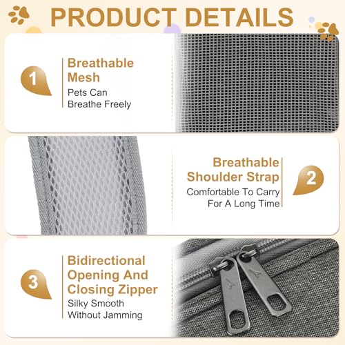 Pet Backpack Carrier, Portable and Ventilated, Oxford Cloth, Dog Cat Travel Bag with Transparent Cover 13.39", (Gray, 1 Pcs), Intended for Hiking/Camping/Traveling - color: Gray