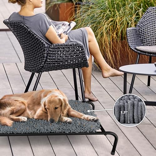 Rundik Elevated Dog Bed with Snuffle Mat Feature 2 in 1, Raised Dog Bed for Indoor and Outdoor Use Portable Warm Pet Cot with Puzzle Feeding Game for Slow Eating, Suitable for Small Medium Large Dogs - size: 23'' x 40''
