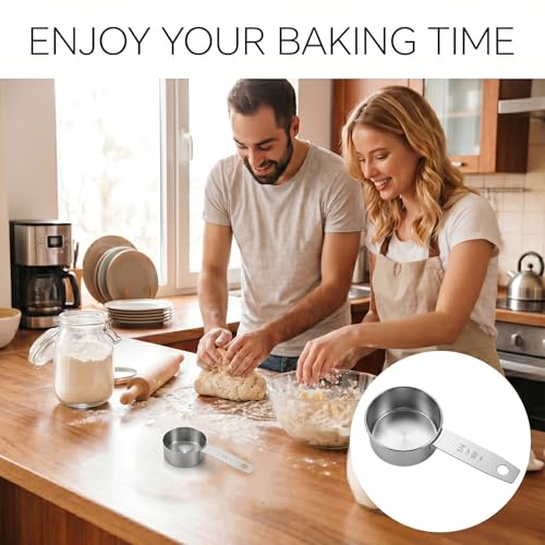 2 Pcs 1/4 Cup Scoop, 60ml 2oz Stainless Steel Measuring Cup Single Metal Dog Cat Food Scoop Coffee Measuring Cups Measure Cups for Cooking, Baking, Kitchen, Wet and Dry Ingredients, Dishwasher Safe