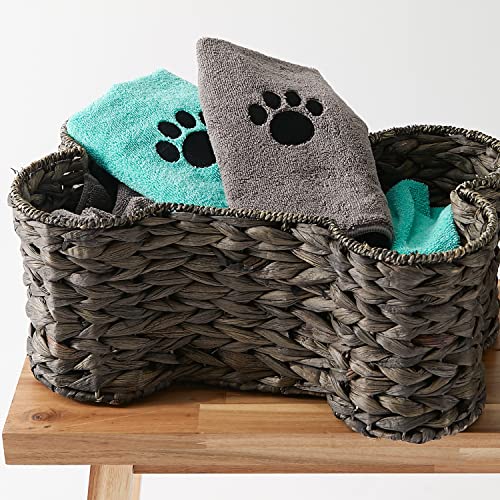 Bone Dry Pet Grooming, Embroidered Microfiber Towel Drying Collection, 15x30, Gray - color: Gray, size: 15x30"