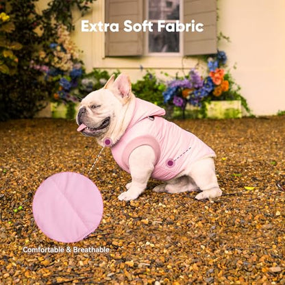 Vecomfy Fleece Lining Dog Hoodie with Harness Built in,Extra Warm Small Dog Jacket in Winter Puppy Coats with Hooded,Light Pink XS - color: Light Pink(Harness), size: X-Small (Pack of 1)
