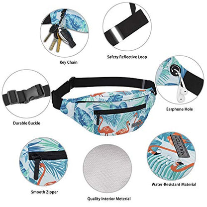 MAXTOP Large Crossbody Fanny Pack with 4-Zipper Pockets,Gifts for Enjoy Sports Festival Workout Traveling Running Casual Hands-Free Wallets Waist Pack Phone Bag Carrying All Phones - color: Flamingo Green, style: Large Fanny Pack(4 Zipper Pockets)