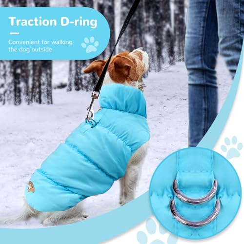 ABRRLO Winter Warm Dog Jacket for Small Medium Dogs Cat Cold Weather Coats with Harness Paded Dogs Fleece Vest Waterproof Windproof Dog Snow Jacket Pet Puppy Clothes (Blue,XS) - color: Blue, size: X-Small