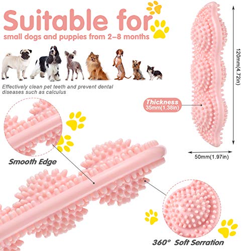 Skylety 6 Pcs Puppy Teething Chew Toys Rubber Bones Shaped Cute Dog Pet Small Dog Toys for 2-8 Months Small Dogs Cleaning Relieving Itching(Blue, Pink, Yellow Green) - color: Blue, Pink, Yellow Green