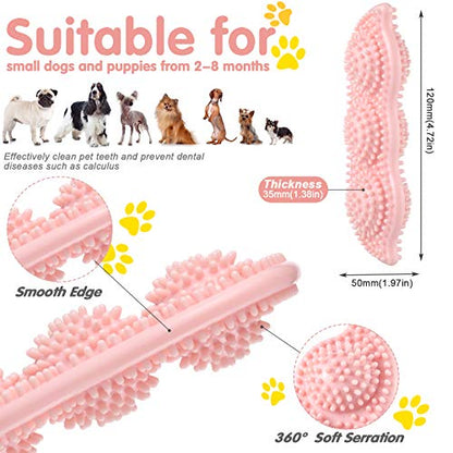 Skylety 6 Pcs Puppy Teething Chew Toys Rubber Bones Shaped Cute Dog Pet Small Dog Toys for 2-8 Months Small Dogs Cleaning Relieving Itching(Blue, Pink, Yellow Green) - color: Blue, Pink, Yellow Green